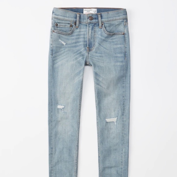 Abercrombie Boys Ultimate Stretch ripped super skinny jeans 15/16 slim pant NWT - Picture 1 of 12